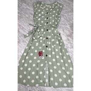Monteau Los angeles Women Green white dot Dress Size Small NEW